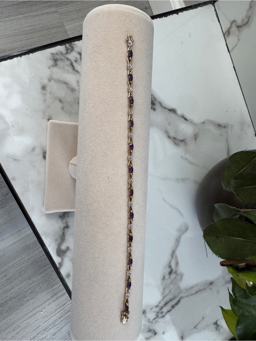 10K Amethyst  with diamonds bracelet